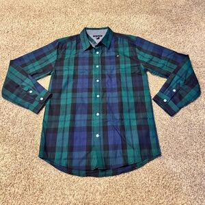 Tommy Hilfiger Rainforest Blue and Green Plaid Shirt XL Boys 8-20 BNWT